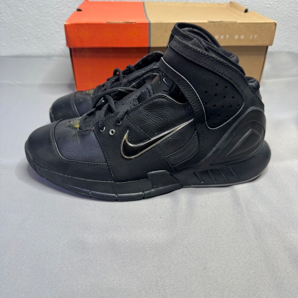 Nike Air Double Figure Black Chrome Basketball Shoes Mens 8.5 Strap 311904-001